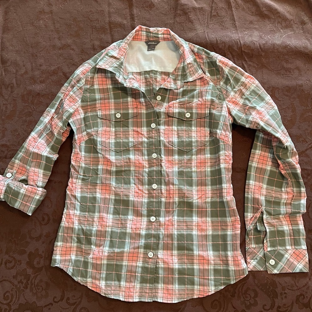 Eddie Bauer travel shirt flannel long sleeve NWOT